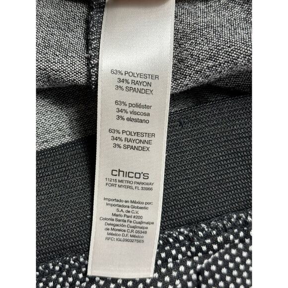 Chico's Double Dot Ponte Ankle Pants Womens US Size 6 Black Pull On Houndstooth - Picture 4 of 8